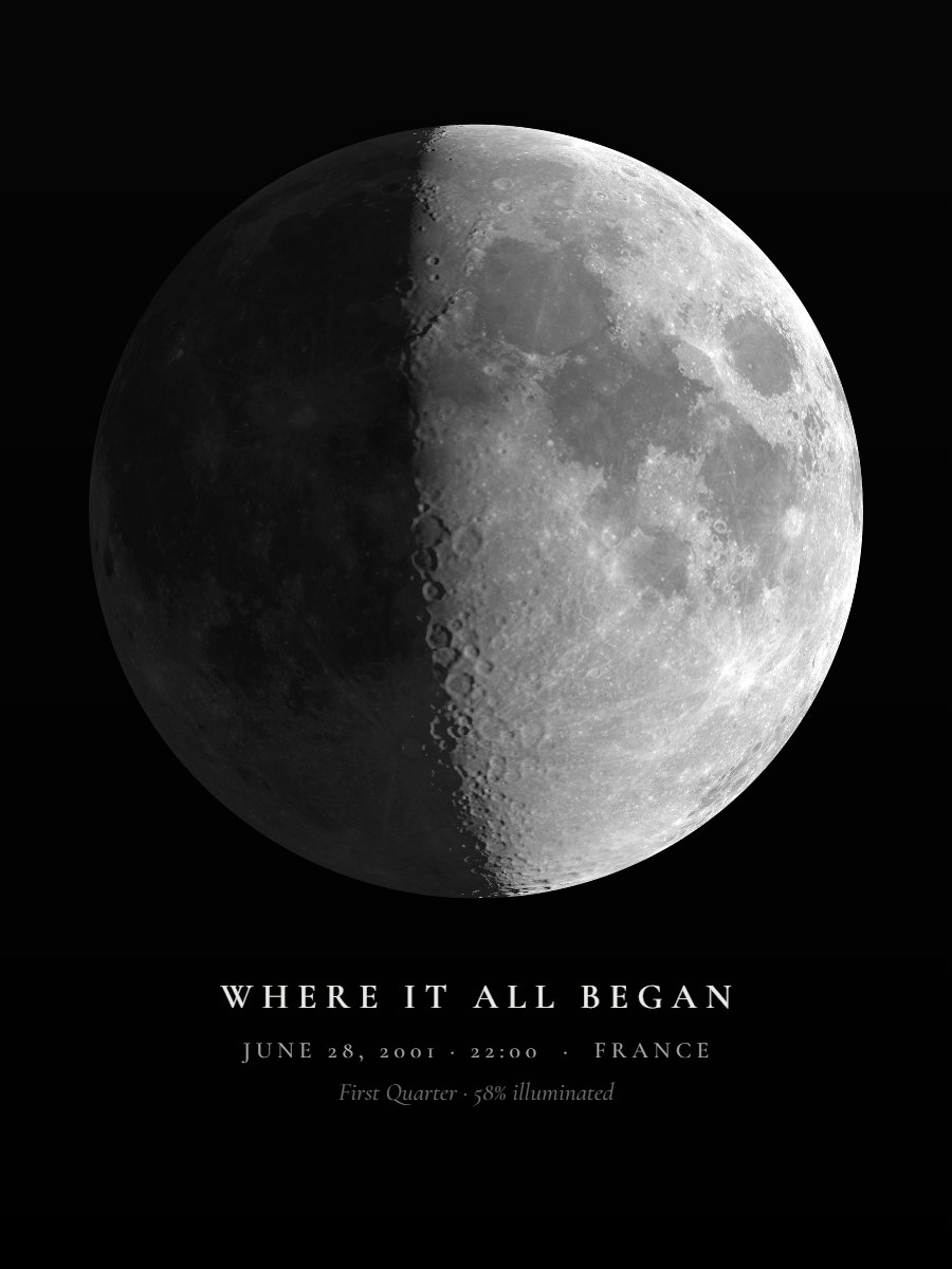 Large Moon on a pure black background